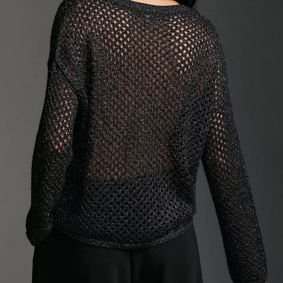 Anthropologie PILCRO | Open Stitch Metallic Pullover Sweater | Women Size Large - Picture 5 of 5